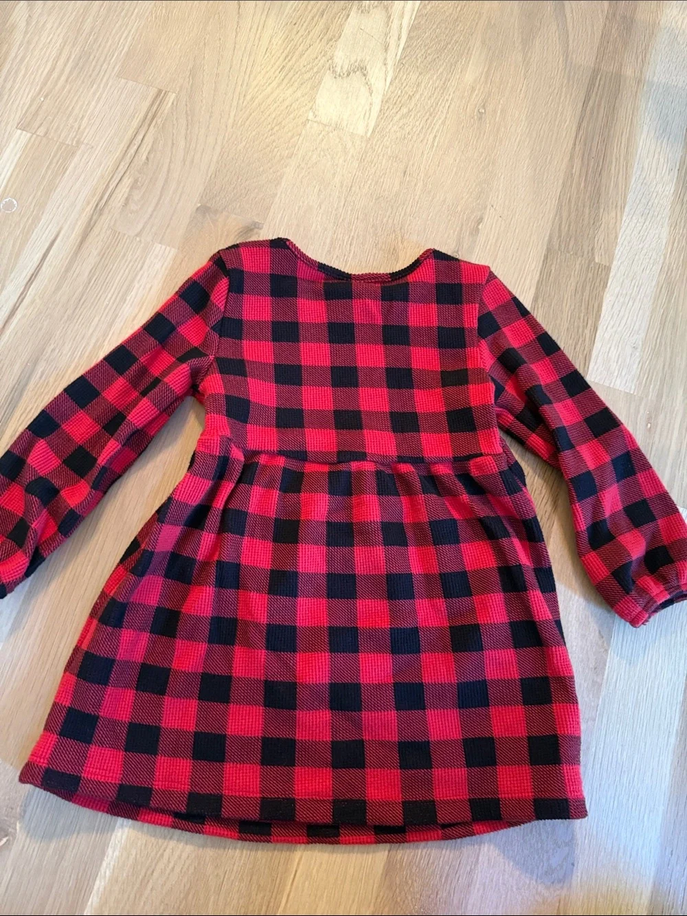 Old Navy Red & Black Buffalo Plaid Long-Sleeve Kids Dress